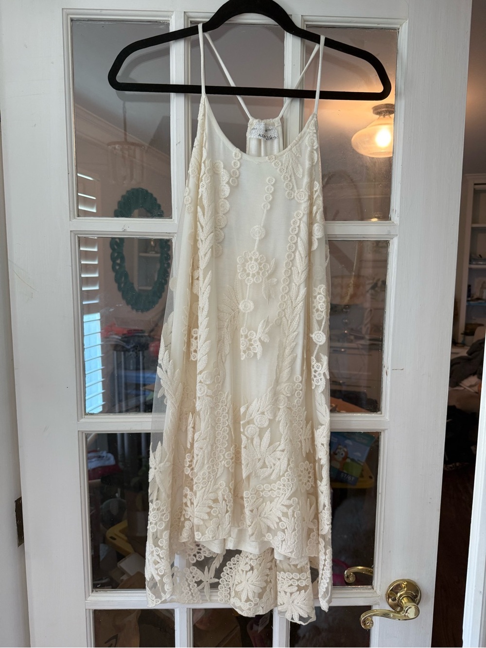 Audrey 3+1 Cream Embroidered Mini Slip Dress